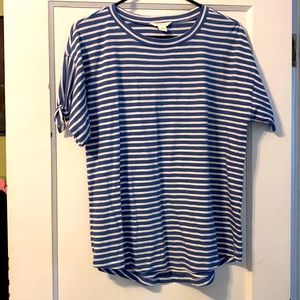 Blue stripped Caslon shirt. Size xs oversized shirt. tied sleeves. Never worn.
